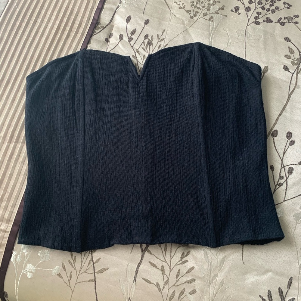 # 3/48 Anthropologie Black Strapless Crop Top